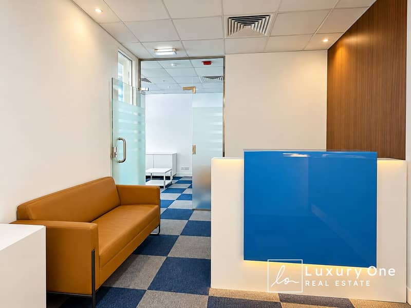 Modern Office Lobby with Blue Reception Desk. png Modern Office Lobby with Blue Reception Desk. png