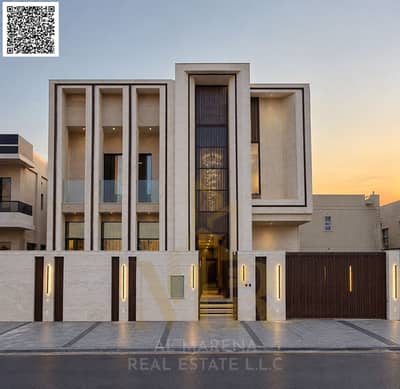 Villa de 5 chambres à à vendre à Al Alia, Ajman - Modern Luxury Villa at Dusk-watermark. png