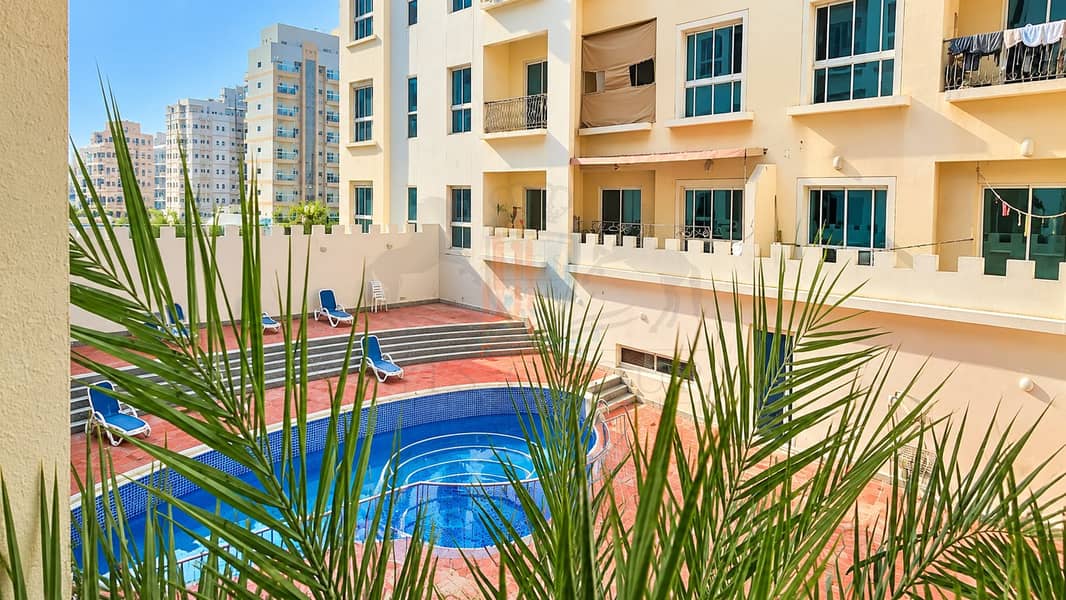3 Sunny Courtyard Pool Framed by Palms. png