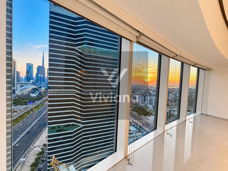 2 Sunset Skyline Through Curved Windows. png