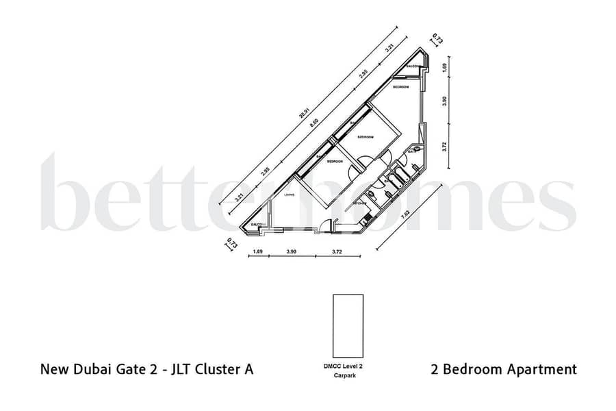 16 2 BR Apartmentin New Dubai Gate 2 JLT Cluster A Jumeirah Lake Towers FLOORPLAN 2