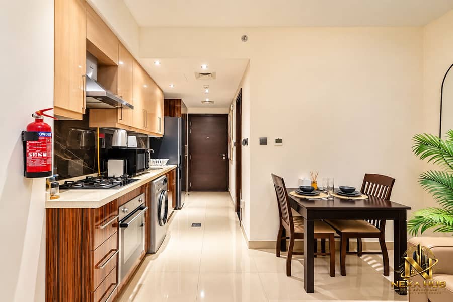 7 Warm Modern Galley Kitchen and Dining Nook. png