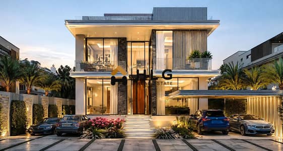 4 Slaapkamers Townhouse te Koop in DAMAC Islands, Dubai - Modern Luxury Home at Dusk. png 4 Slaapkamers Townhouse te Koop in DAMAC Islands, Dubai - Modern Luxury Home at Dusk. png