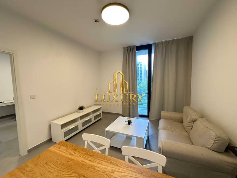 9 FULLY FURNISHED 1 BHK HOME WITH FULL POOL VIEW AT TIRAZ, ALJADA | AED 59K