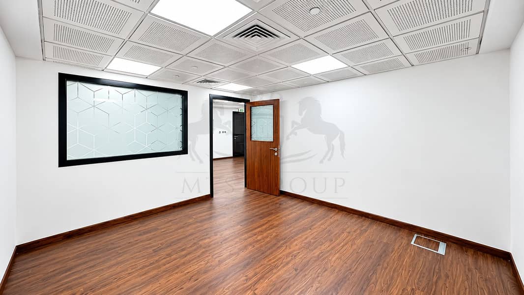 5 Modern Empty Office with Geometric Glass Door. png