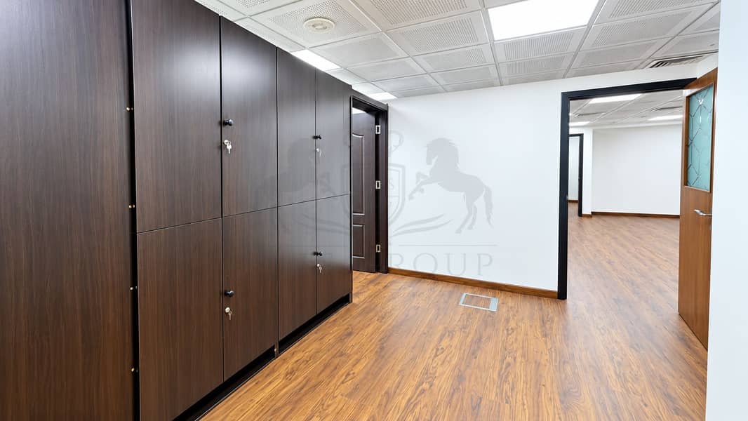 10 Modern Office Corridor with Wood Lockers. png