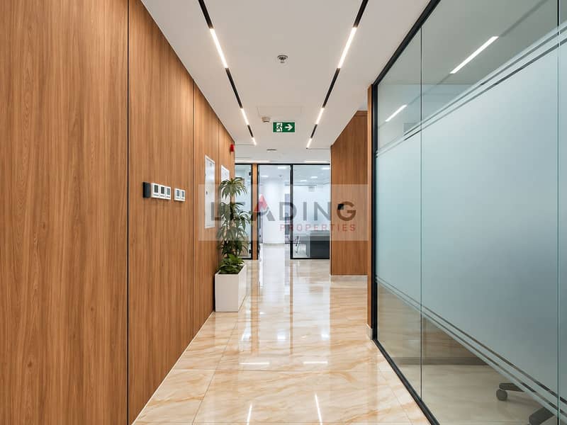 2 Polished wood-and-glass office corridor. png