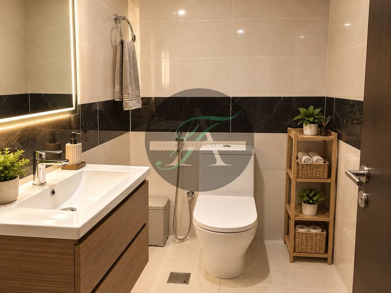 9 Warm Modern Bathroom with Marble Accents. png