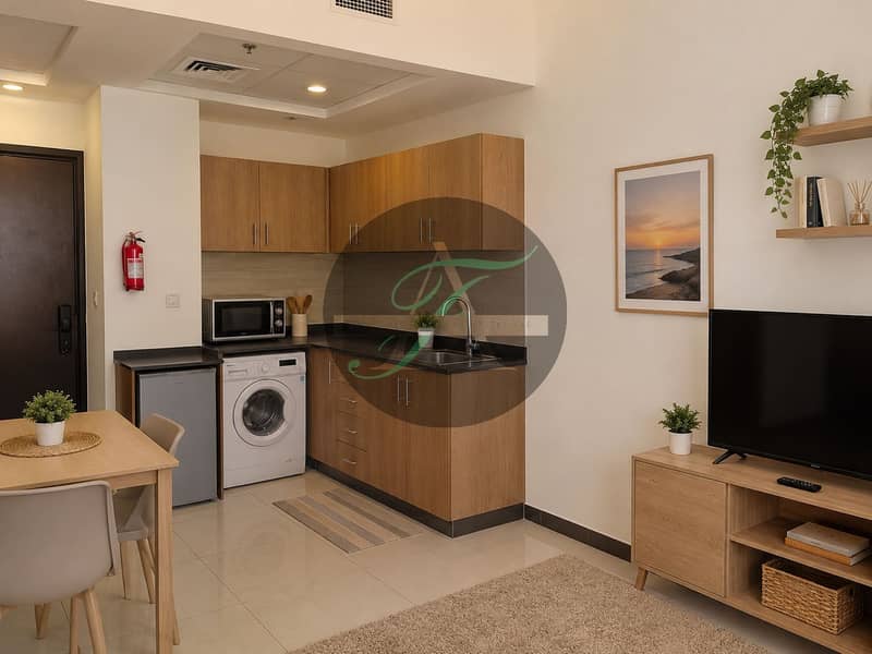 2 Cozy Minimalist Kitchenette and TV Corner. png