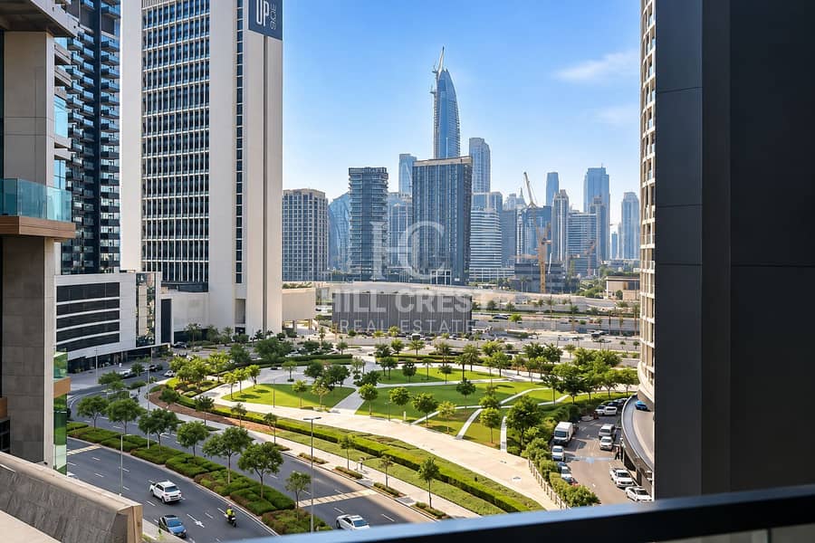 Dubai Skyline Overlooking a Green Urban Park. png Dubai Skyline Overlooking a Green Urban Park. png