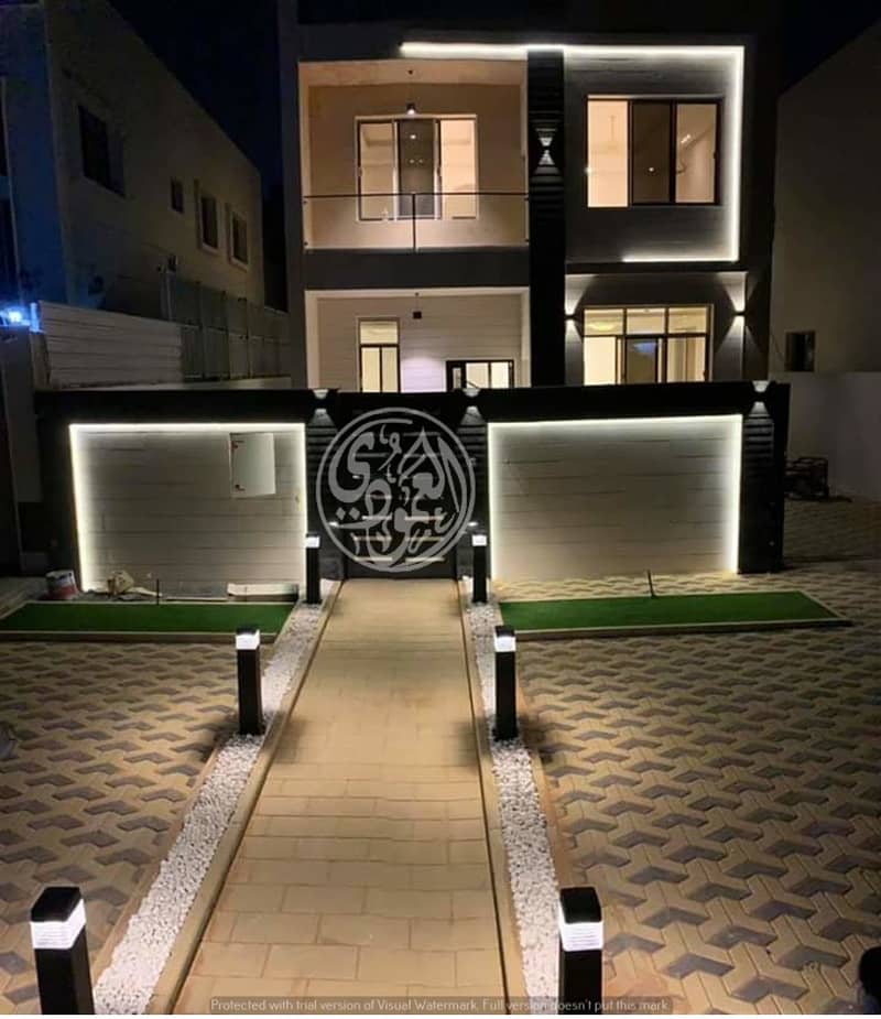 Modern design 100 meters for the public street at an amazing price and perfect villa of the finest and most luxurious villas in Ajman in terms of area, finishing and location without comment