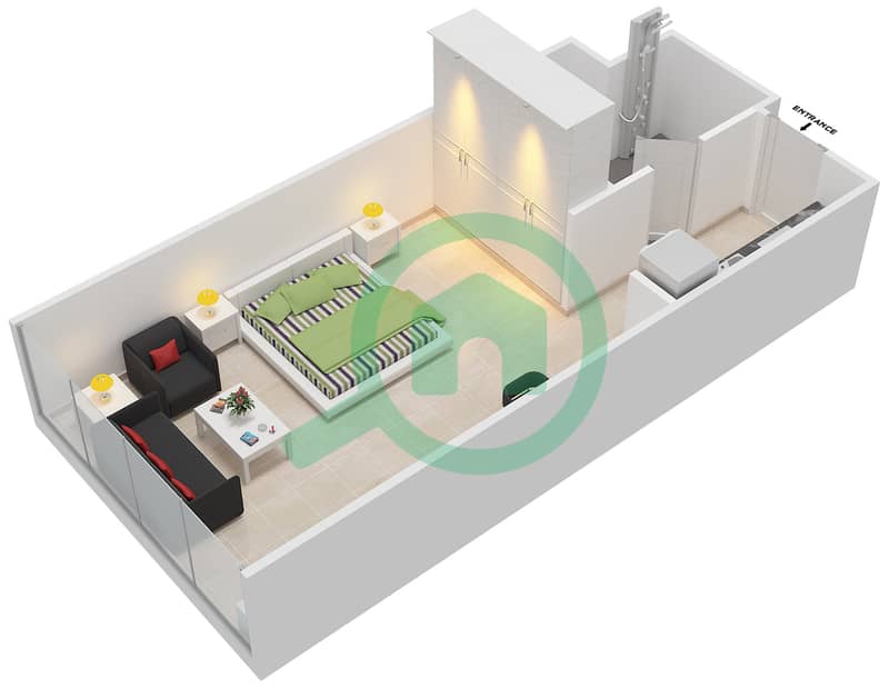 Areej Apartments - Studio Apartment Type A Floor plan interactive3D