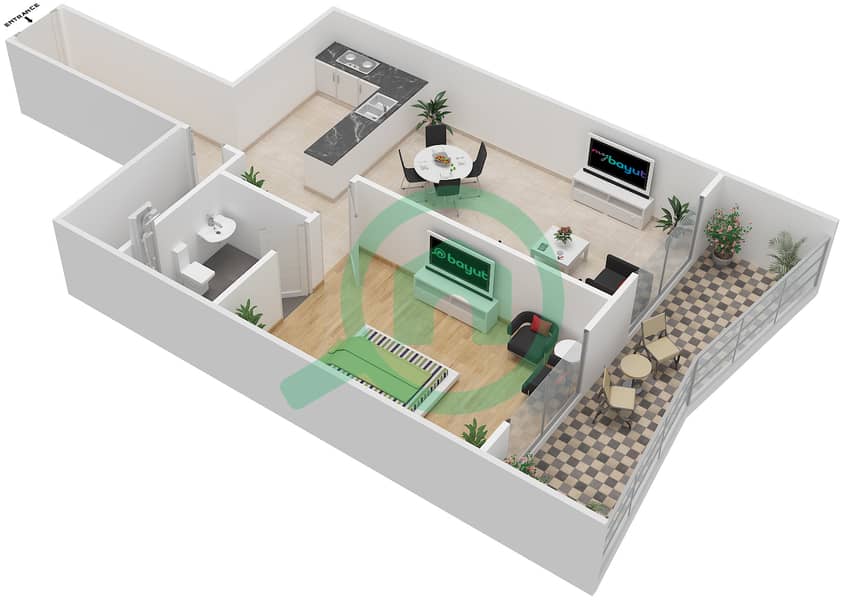 Lilies Tower - 1 Bedroom Apartment Unit 5 Floor plan interactive3D