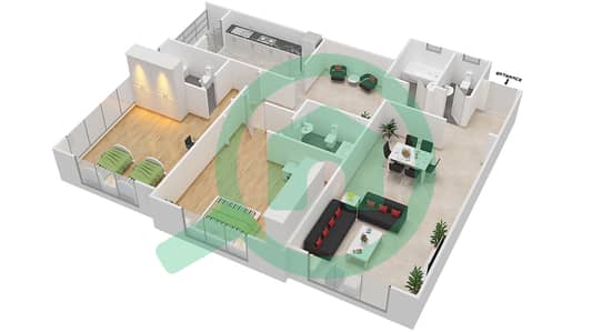 Style Tower - 2 Bed Apartments Type D Floor plan