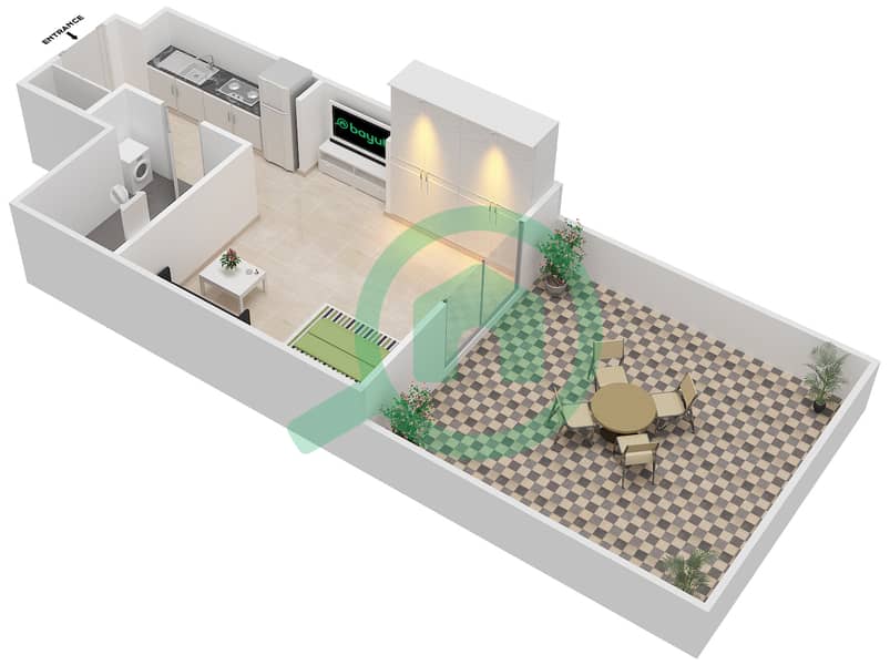 المخططات الطابقية لتصميم النموذج 7 شقة 1 غرفة نوم - بيلا روز interactive3D