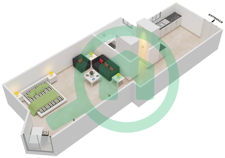 المخططات الطابقية لتصميم الوحدة 2,15 شقة  - برج هورايزون A interactive3D