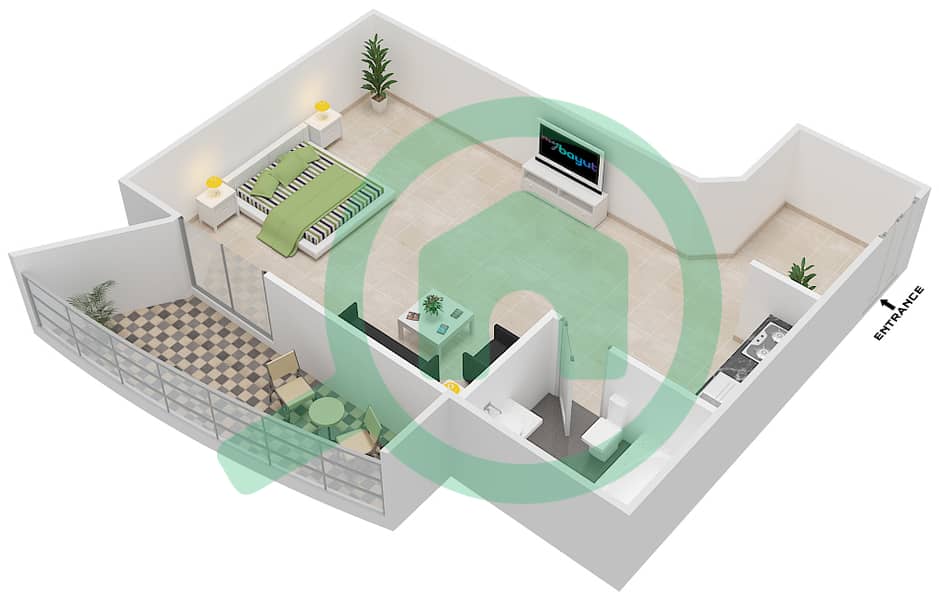 Тауэр Горизонт В - Апартамент  планировка Единица измерения 8A,9A interactive3D
