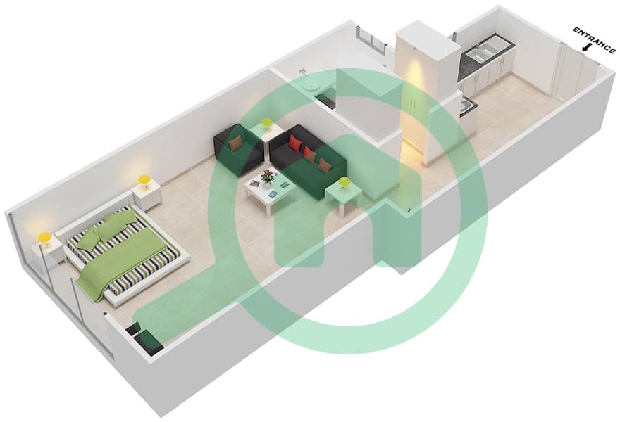المخططات الطابقية لتصميم الوحدة 5,12 شقة  - برج هورايزون A interactive3D