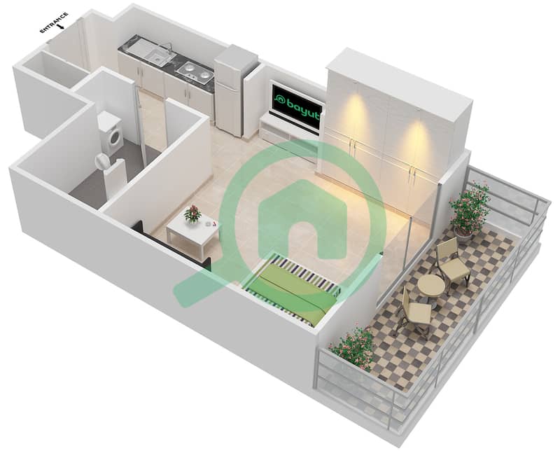 Bella Rose - 1 Bedroom Apartment Type 8 Floor plan interactive3D