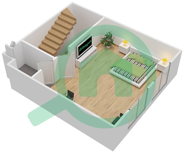 المخططات الطابقية لتصميم النموذج A فیلا 2 غرفة نوم - إيريكا 2V First Floor interactive3D