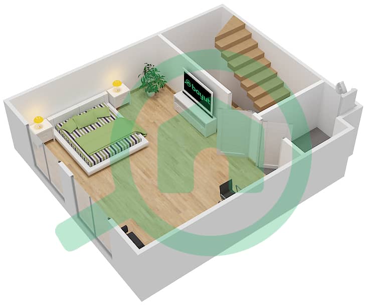 Erica 2V - 2 Bedroom Villa Type B Floor plan First Floor interactive3D