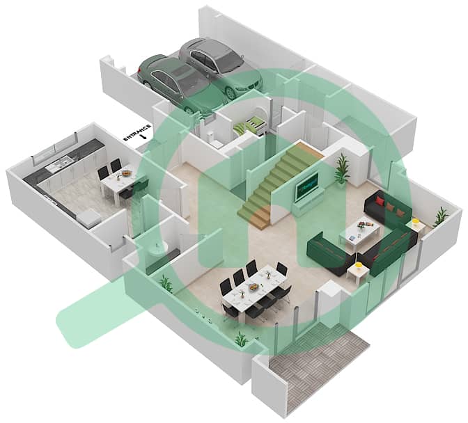 Вилла Лантана 1 - Вилла 3 Cпальни планировка Тип S2 interactive3D