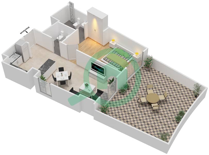 Bella Rose - 1 Bedroom Apartment Type 11 Floor plan interactive3D