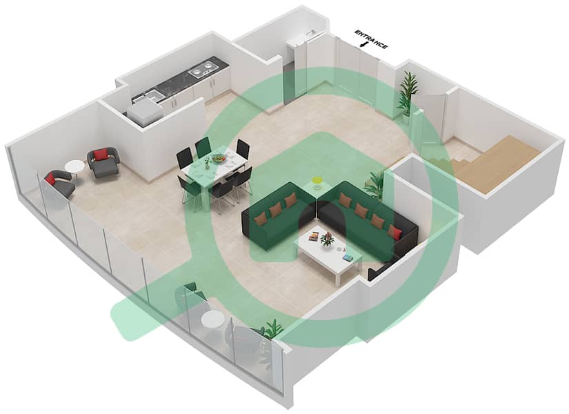 Jumeirah Living World Trade Centre Residence - 2 Bedroom Apartment Type B Floor plan interactive3D