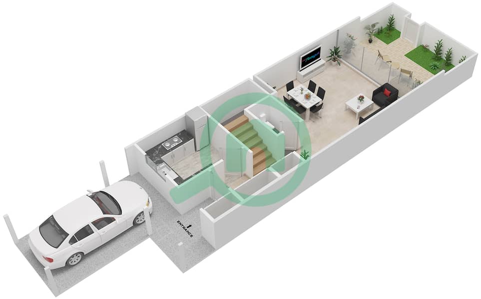 Бадрах - Апартамент 2 Cпальни планировка Тип A interactive3D