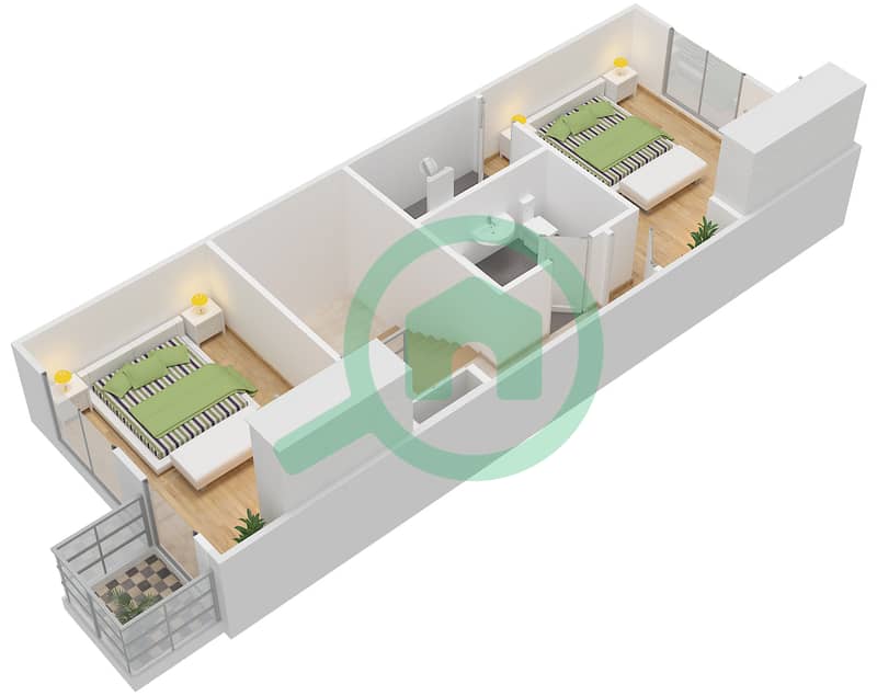 Бадрах - Апартамент 2 Cпальни планировка Тип A interactive3D