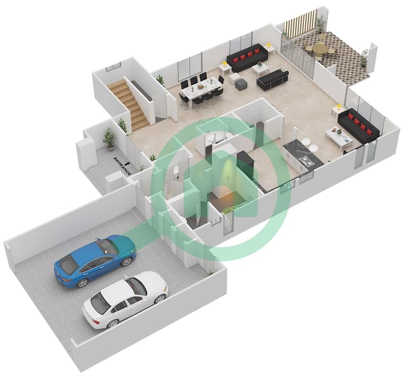 Херитедж Лардж - Вилла 3 Cпальни планировка Тип LARGE Ground Floor interactive3D