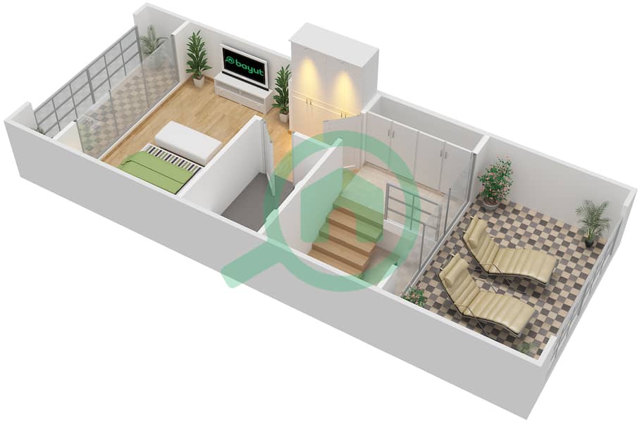 المخططات الطابقية لتصميم النموذج B شقة 3 غرف نوم - بدرة interactive3D