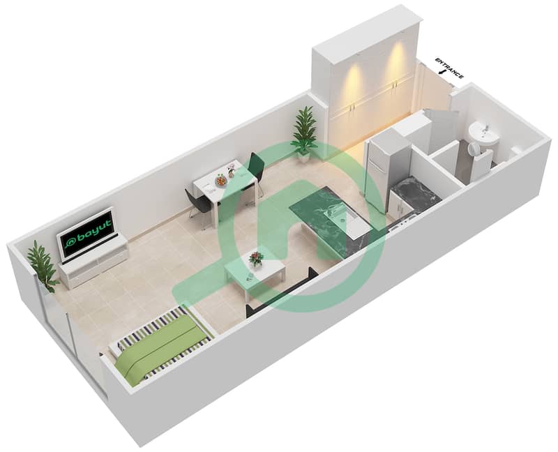 Бадрах - Апартамент Студия планировка Тип A interactive3D