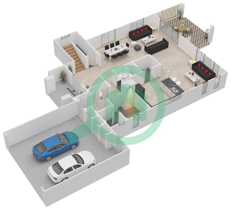 المخططات الطابقية لتصميم النموذج 3VL فیلا 3 غرف نوم - ليجاسي لارج Ground Floor interactive3D