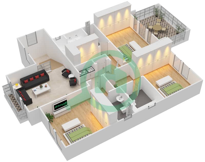 大遗产别墅区 - 3 卧室别墅类型3VL戶型图 First Floor interactive3D