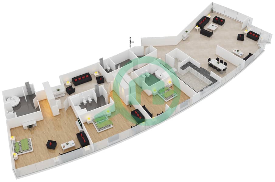 Bin Juma 5 - 3 Bedroom Penthouse Type D Floor plan interactive3D