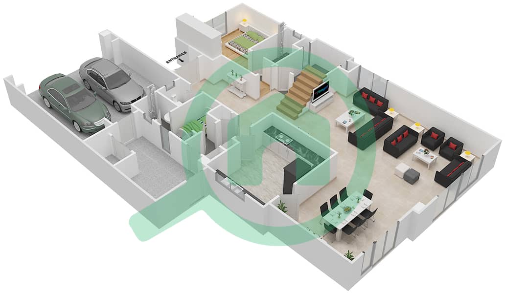 المخططات الطابقية لتصميم النموذج D3 فیلا 4 غرف نوم - فيلا لانتانا 1 interactive3D
