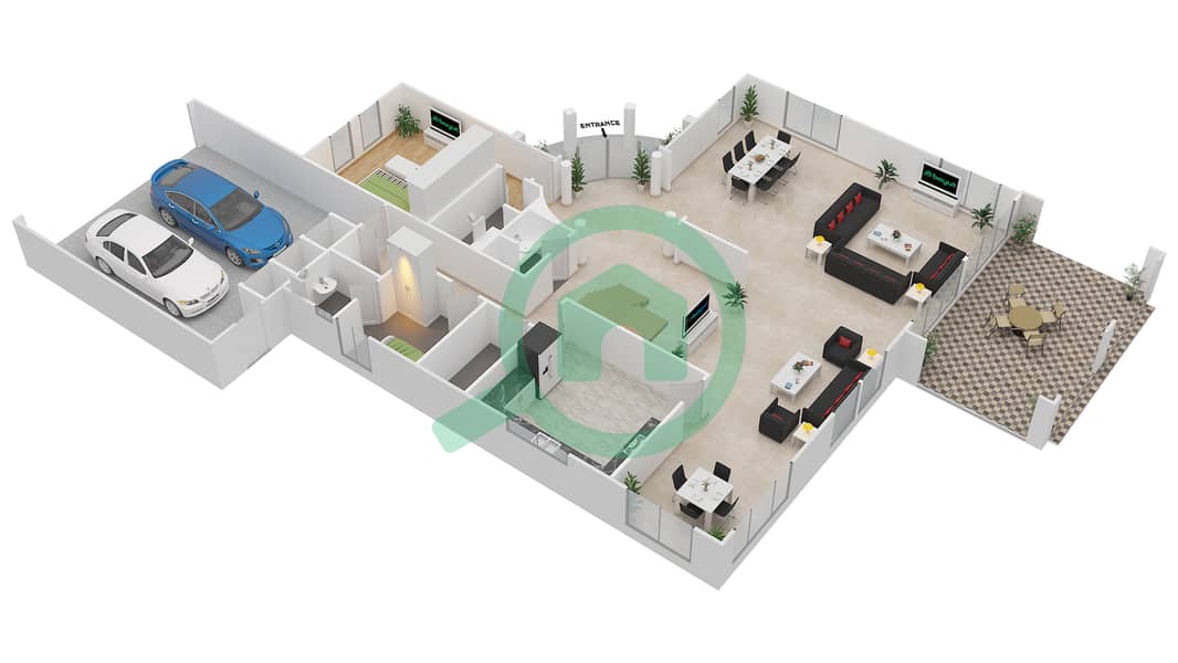 Джумейра Парк - Вилла 5 Cпальни планировка Тип 5 V Ground Floor interactive3D
