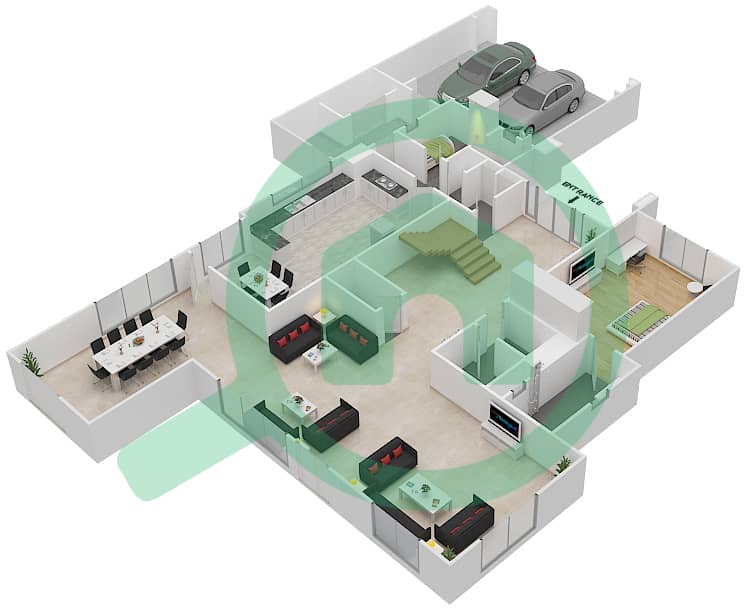 兰塔纳别墅1号 - 5 卧室别墅类型D3戶型图 interactive3D