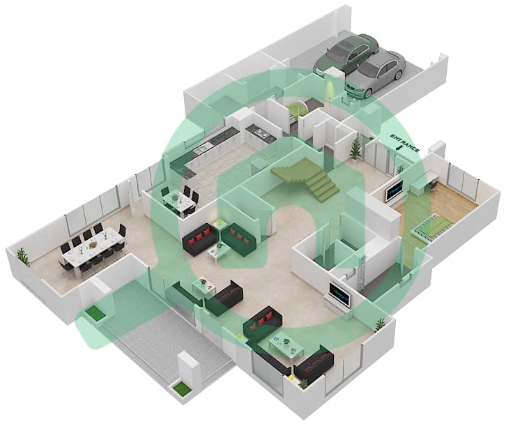 المخططات الطابقية لتصميم النموذج D4 فیلا 5 غرف نوم - فيلا لانتانا 1 interactive3D