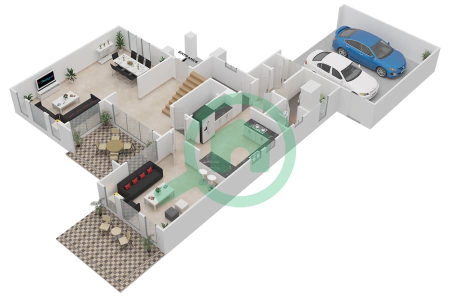 Regional - 3 Bedroom Villa Type 3VS Floor plan Ground Floor interactive3D