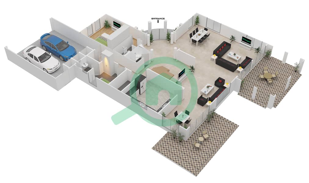 Джумейра Парк - Вилла 5 Cпальни планировка Тип 5V Ground Floor interactive3D