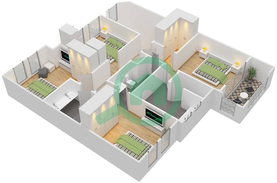 Мира Оазис 1 - Таунхаус 4 Cпальни планировка Тип G interactive3D
