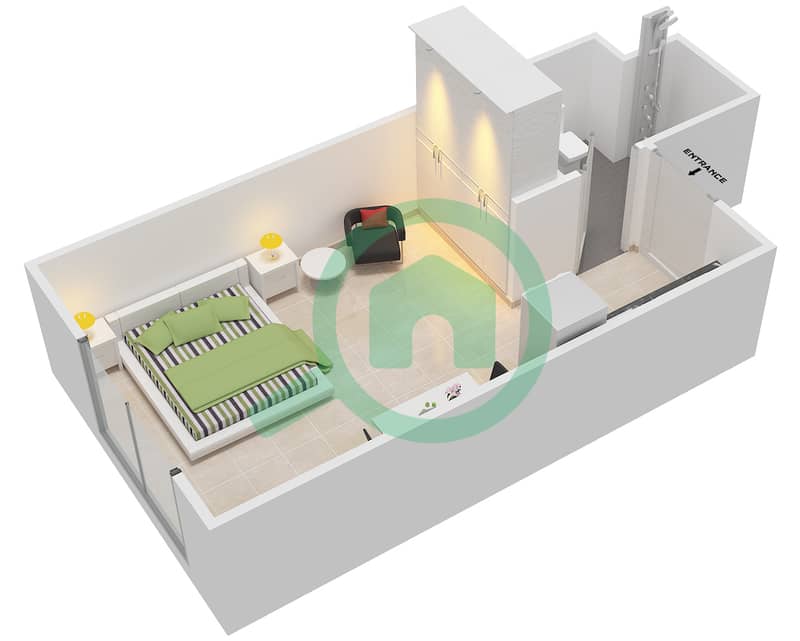 Azizi Aura - Studio Apartment Type 4 Floor plan interactive3D