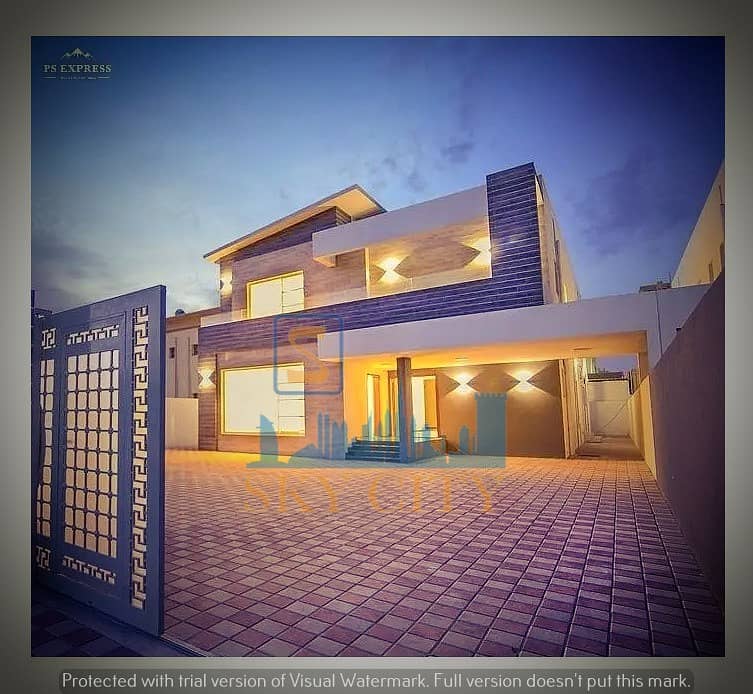 Modern villa, personal finishing, corner of two streets, at a price of less than two minutes, on Sheikh Mohammed bin Zayed Street