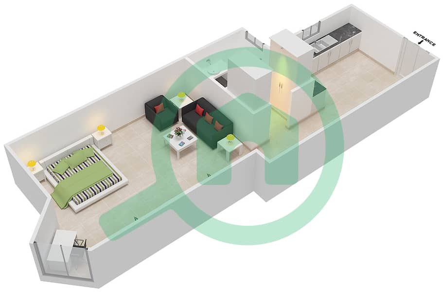 المخططات الطابقية لتصميم الوحدة 2,15 شقة  - برج هورايزون B interactive3D
