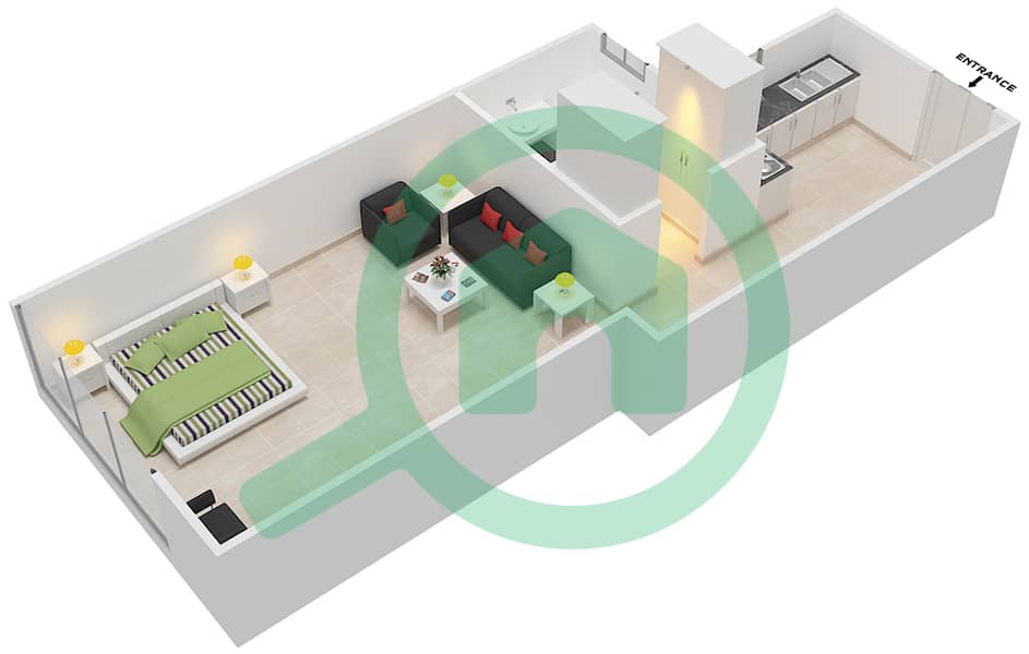 地平线大厦B座 - 公寓单位5,12戶型图 interactive3D