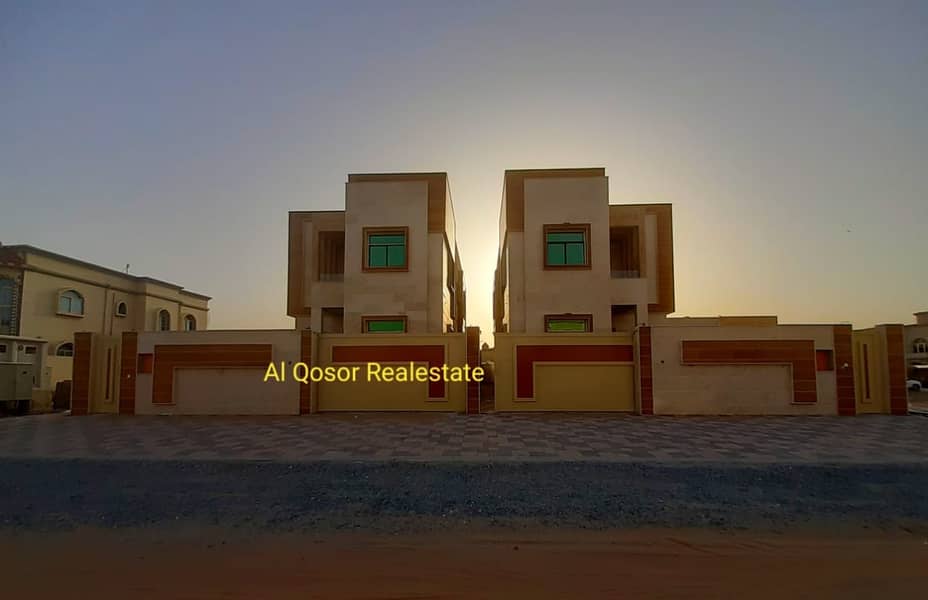Villa for sale in Ajman, Al Mowaihat area, with excellent stone finishes, with the possibility of bank financing