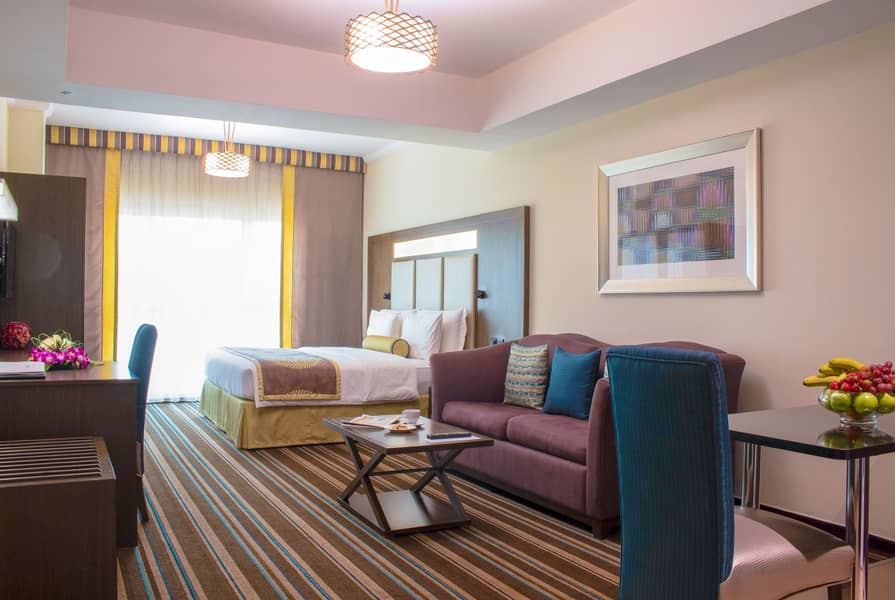 Renovated 1 Bedroom Hotel Apartments include DEWA & Kitchenette | DEWA Inclusive ,No Deposit, Commission free
