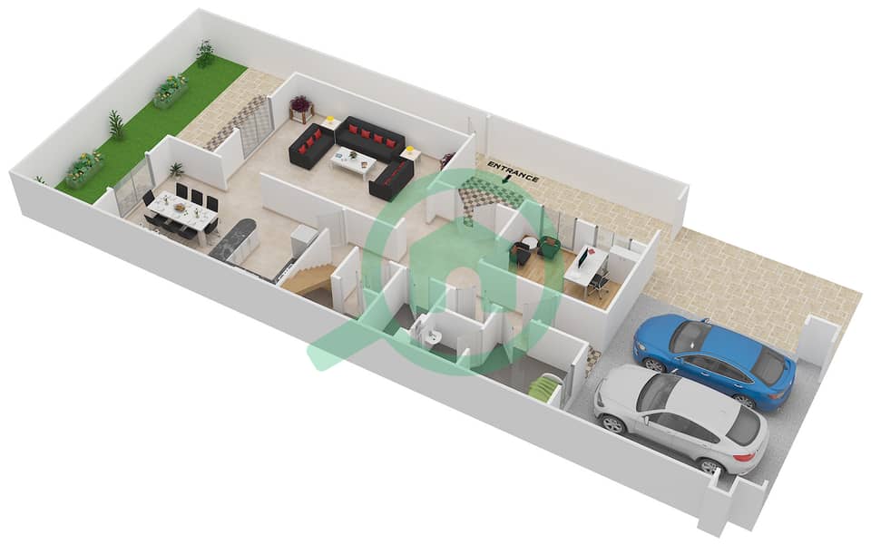 المخططات الطابقية لتصميم النموذج 4 فیلا 3 غرف نوم - فلل السدر interactive3D